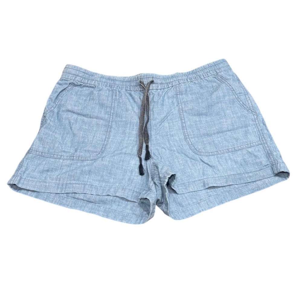 J.Crew Womens Blue Cotton Chambray Drawstring Shorts Size M Relaxed Fit Casual